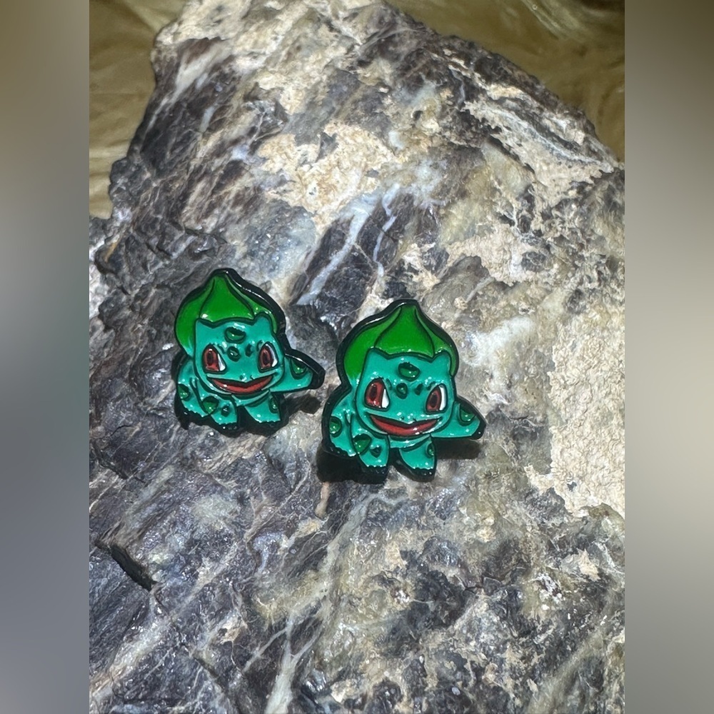 3 For $35 Pokemon Bulbasaur Stainless Steel Enameled Stud Character Earrings